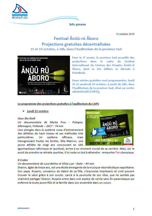 Festival Ânûû-rû Âboro Projections gratuites décentralisées