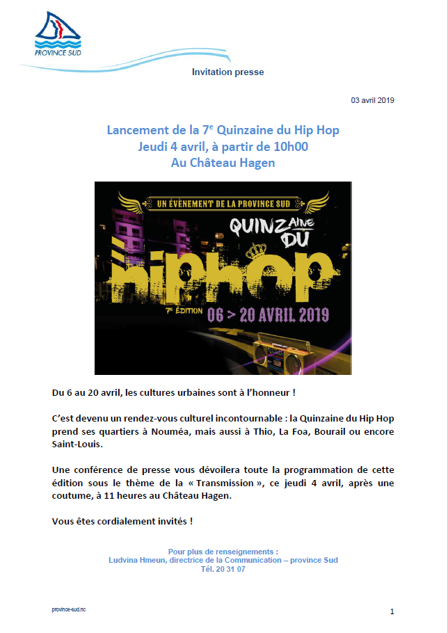 Lancement de la 7e Quinzaine du Hip Hop Jeudi 4 avril, à partir de 10h00 Au Château Hagen