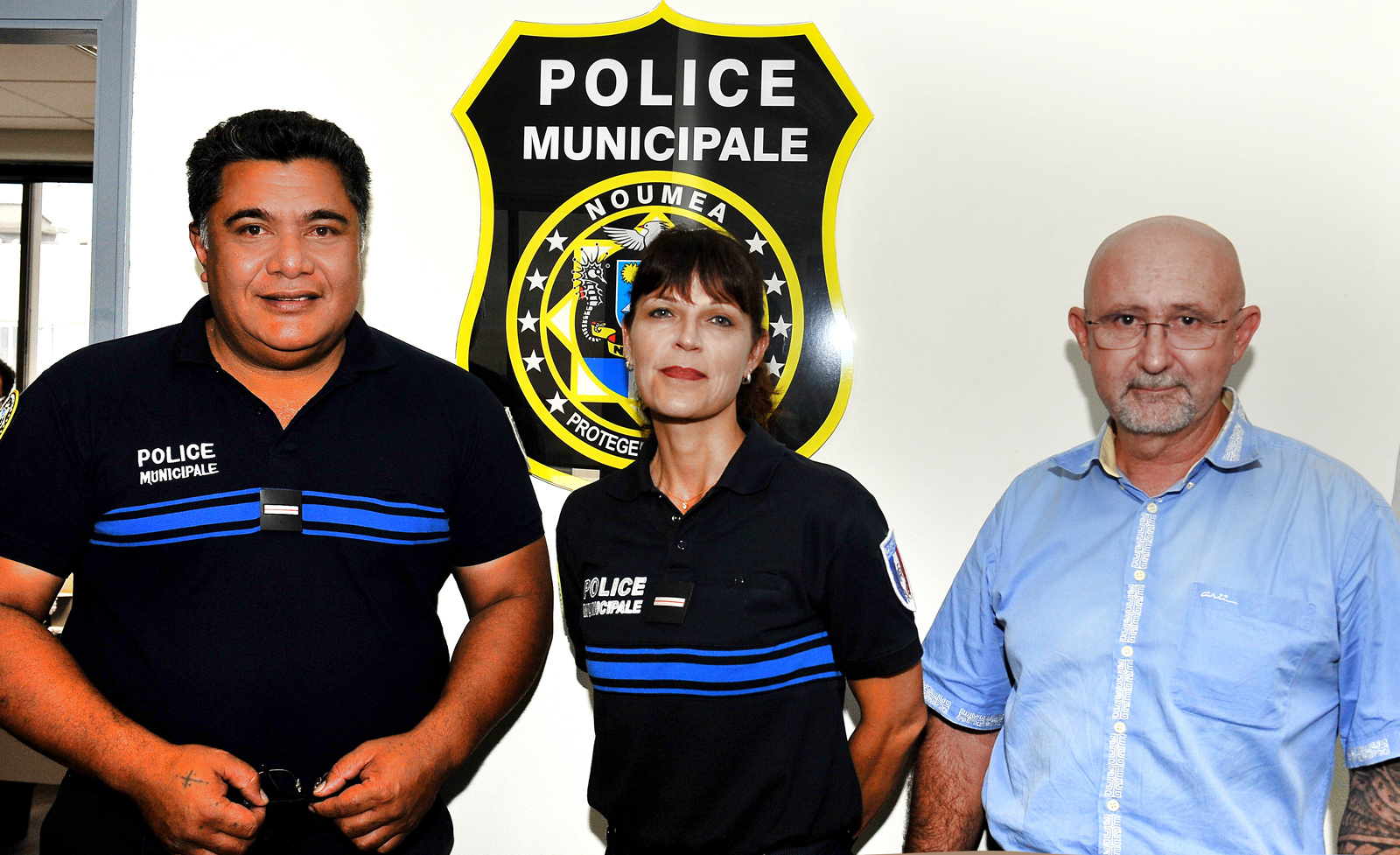 BC Aloisio Laukau, BC Valérie-Anne Le Corvaisier et Alain Guillon, directeur de la police municipale de Nouméa