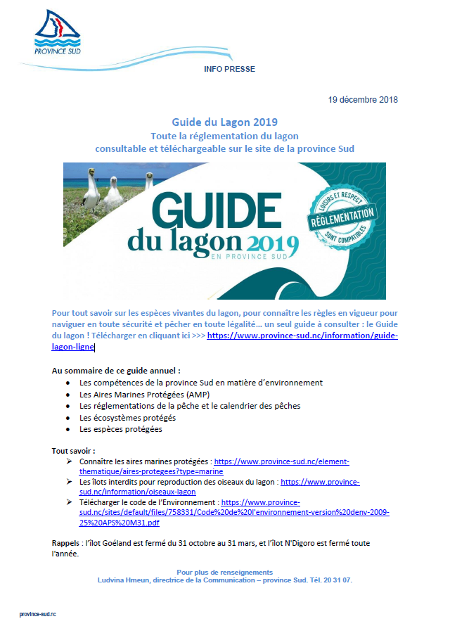 Guide du Lagon 2019 Toute la réglementation du lagon