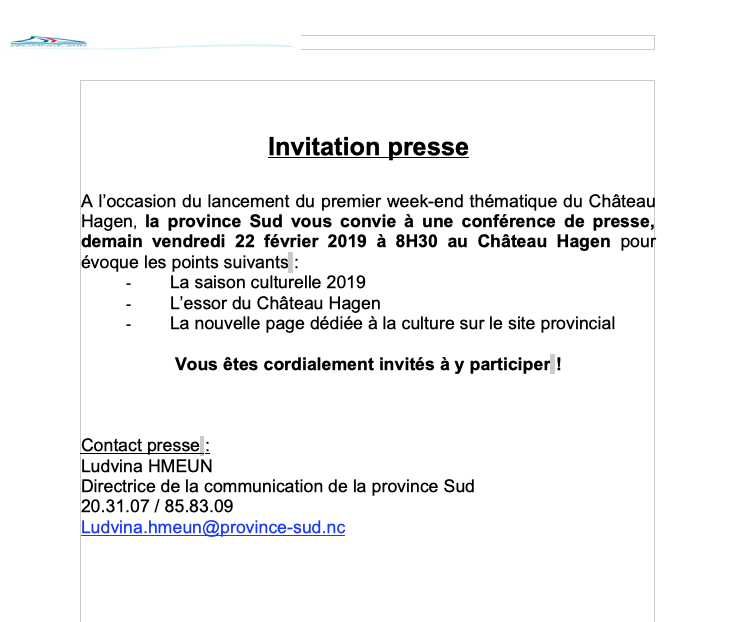 Invitation presse