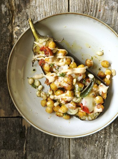 Aubergines au four aux pois chiches