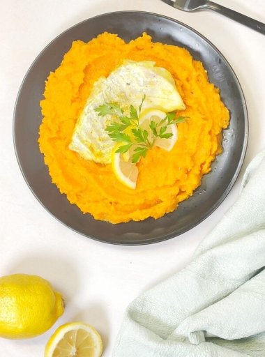 plat papillotes de picot et purée igname carotte