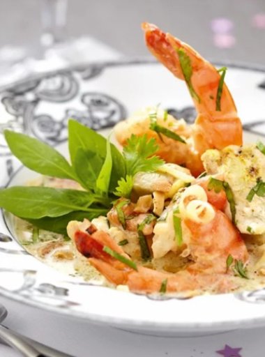 Blanquette exotique de poulet et crevette