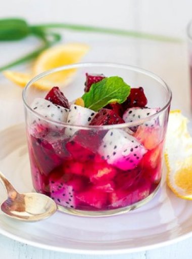 Salade de fruit à l'orange et au pitaya