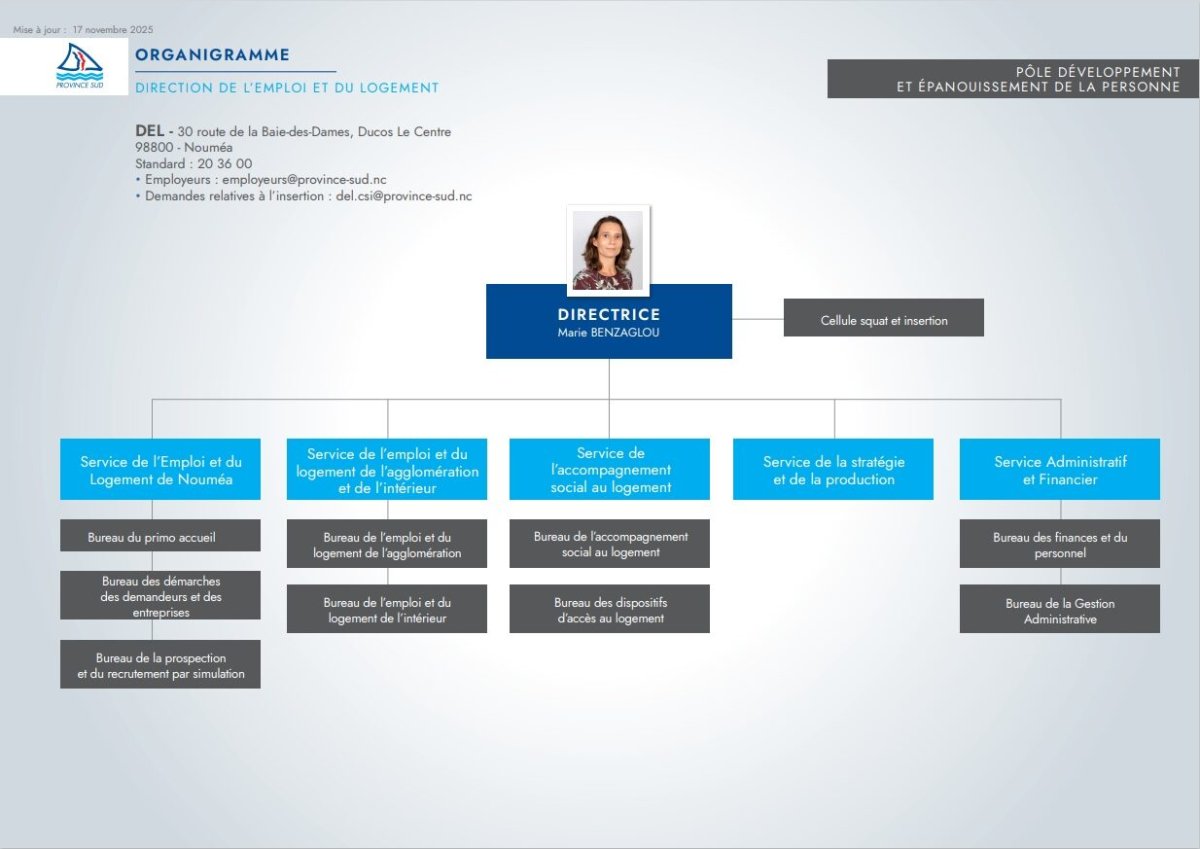 DEL organigramme - Province-Sud