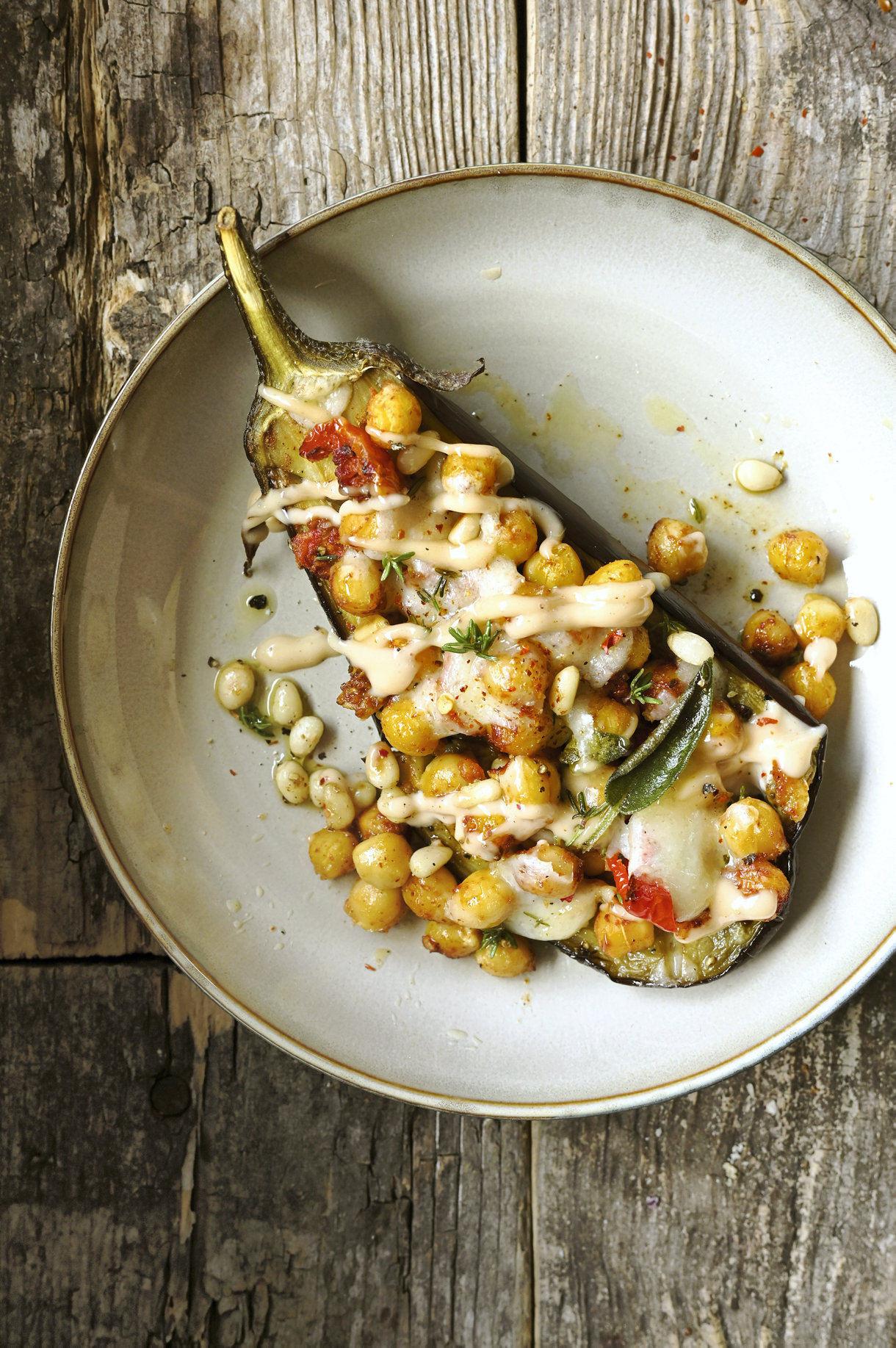 Aubergines au four aux pois chiches