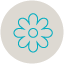 Light blue flower emblem on a beige circular badge this is a decorative icon