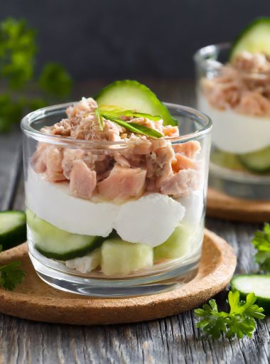 Verrines de concombre au thon