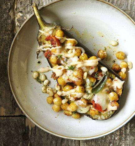 Aubergines au four aux pois chiches
