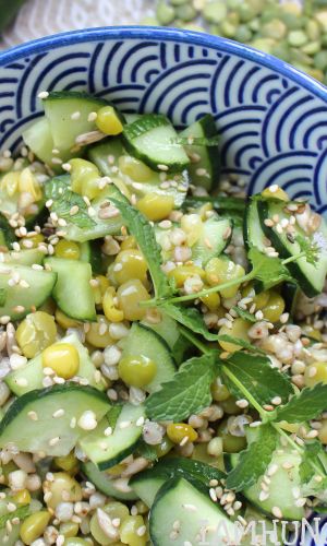 Salade de pois cassés et concombres