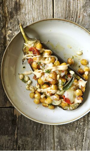 Aubergines au four aux pois chiches