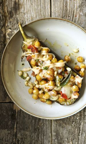 Aubergines au four aux pois chiches
