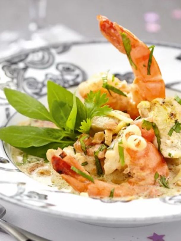 Blanquette exotique de poulet et crevette