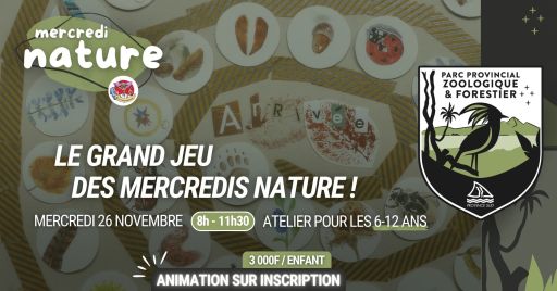 Le grand jeu des mercredi nature ! Mercredi 26 novembre de 08h30 à 11h30, atelier pour les 6-12 ans