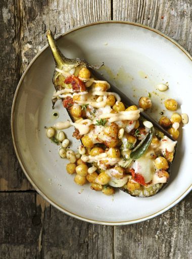 Aubergines au four aux pois chiches