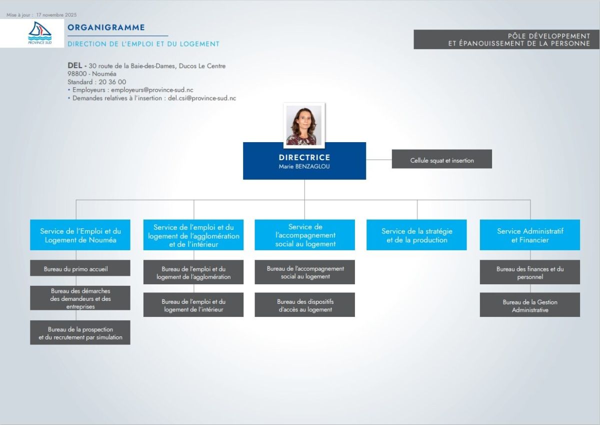 DEL organigramme - Province-Sud