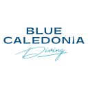 Logo for Blue Caledonia Diving, featuring bold blue uppercase text 'BLUE CALEDONIA' and a light blue cursive 'Diving' beneath.