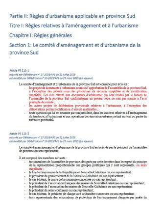 Règles d’urbanisme applicables en province Sud