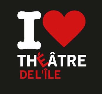 logo : Graphic saying I heart theatre, with a red heart and white letters on a black background.
