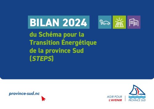 /Bilan 2024 – Schéma pour la Transition Énergétique de la province Sud (STEPS); icônes: prise, panneau solaire et bâtiment; logos Province Sud et AGIR POUR L'AVENIR.index.html